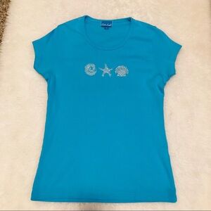 NWOT Sea Salt Women’s Top w/ beads/rhinestones szS